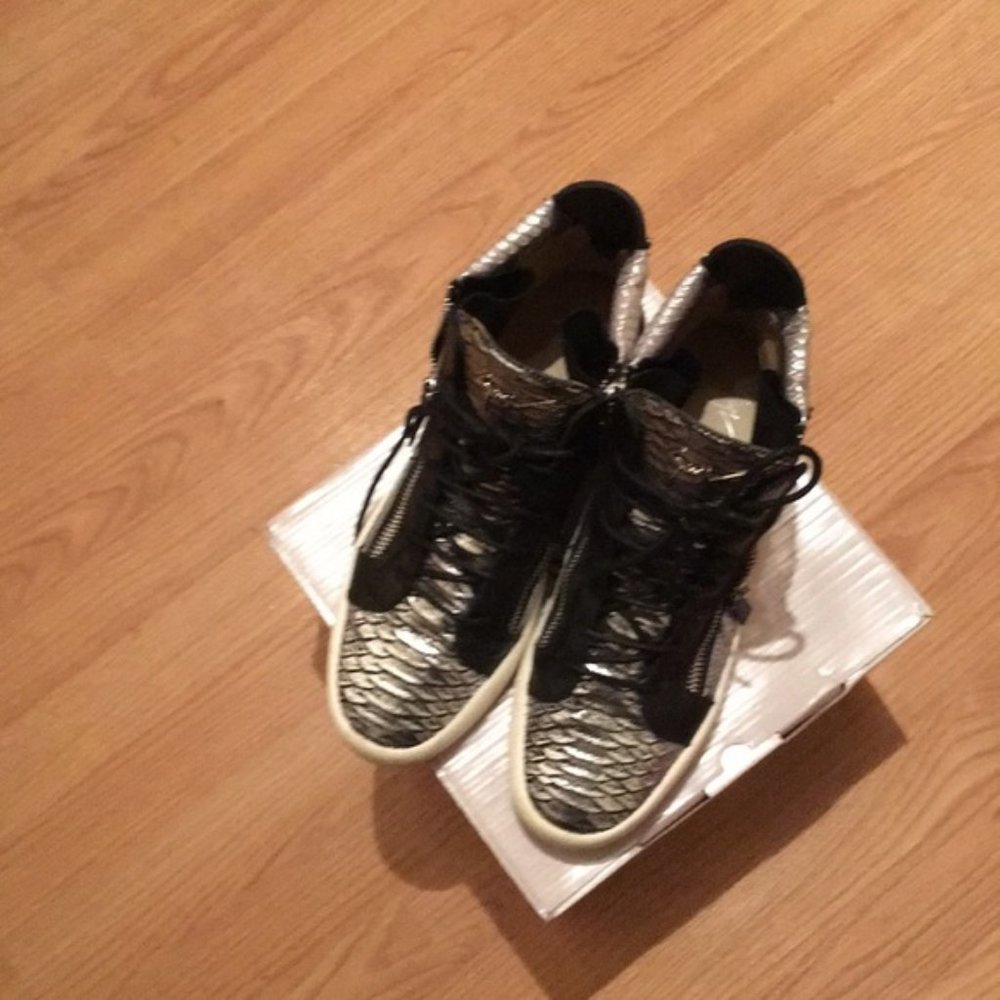 Giuseppe Zanotti Black and Silver Sneakers